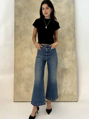 ROLLAS Sailor Jean Sz 28 Pisces Blue Wide Leg High Rise